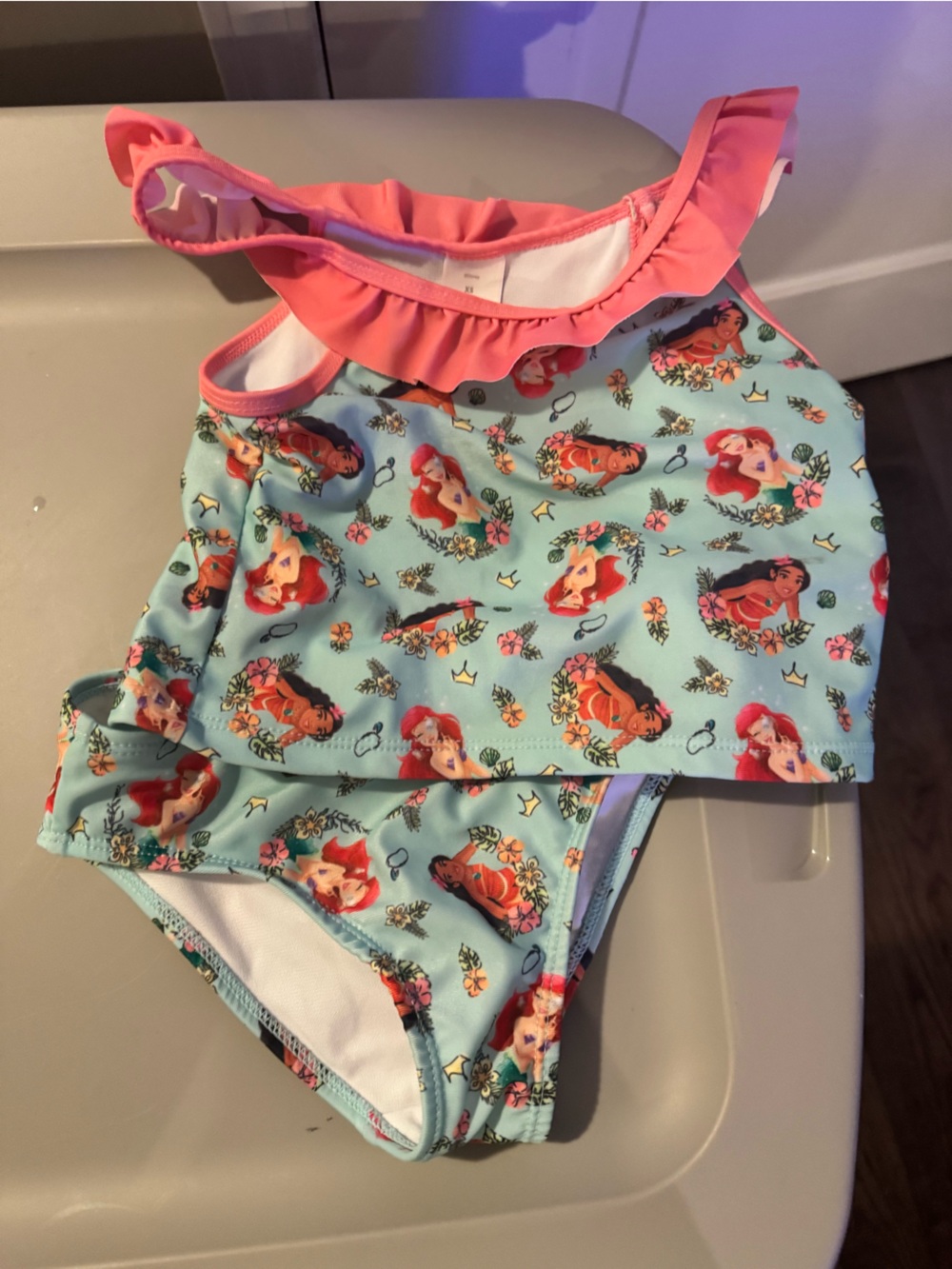 Girls' Disney Swimsuit with Pink Ruffle Strap